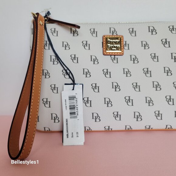 DOONEY & BOURKE Blakely Signature Logo Print Large Wristlet- Bone color ⭐ - Picture 16 of 16